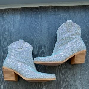 Rhinestone Embellished Cowboy Ankle Boots